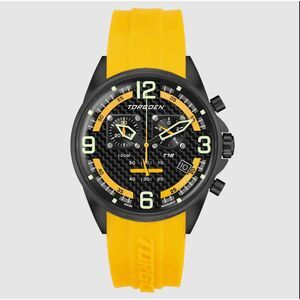 New Torgoen TN-1218 T18 Yellow Carbon Fiber 45mm Silicone Strap Watch